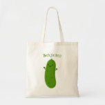 Cute happy pickle cartoon illustration tote bag