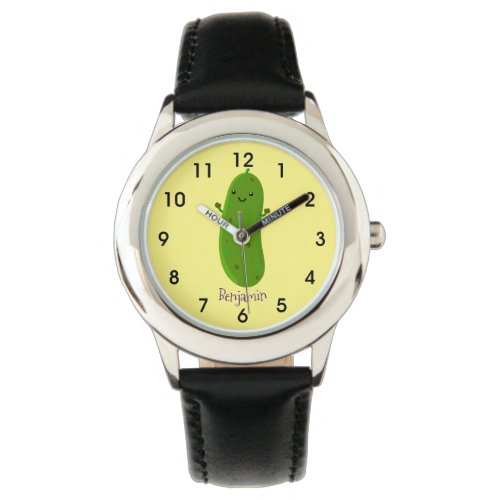 Cute happy pickle cartoon illustration watch