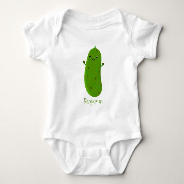 Cute happy pickle cartoon personalized baby bodysuit (Front)