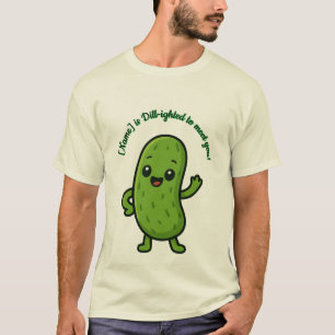 Cute Happy Pickle Kawaii Cartoon - Personalizable T-Shirt