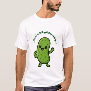 Cute Happy Pickle Kawaii Cartoon - Personalizable T-Shirt