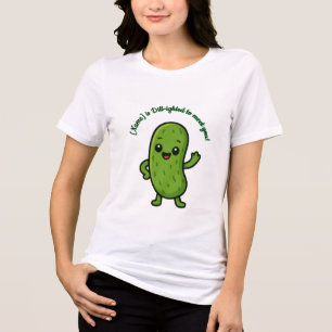 Cute Happy Pickle Kawaii Cartoon - Personalizable Tri-Blend Shirt
