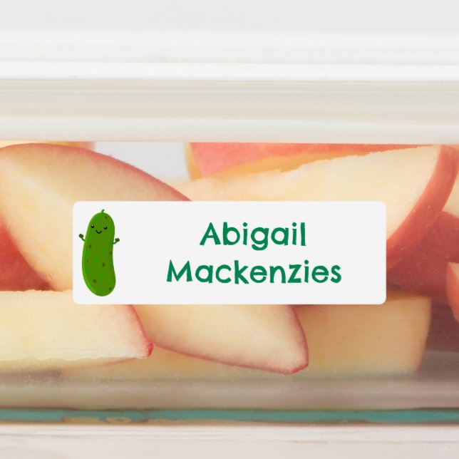 Cute happy pickle vegetable cartoon personalized labels (Affixed)