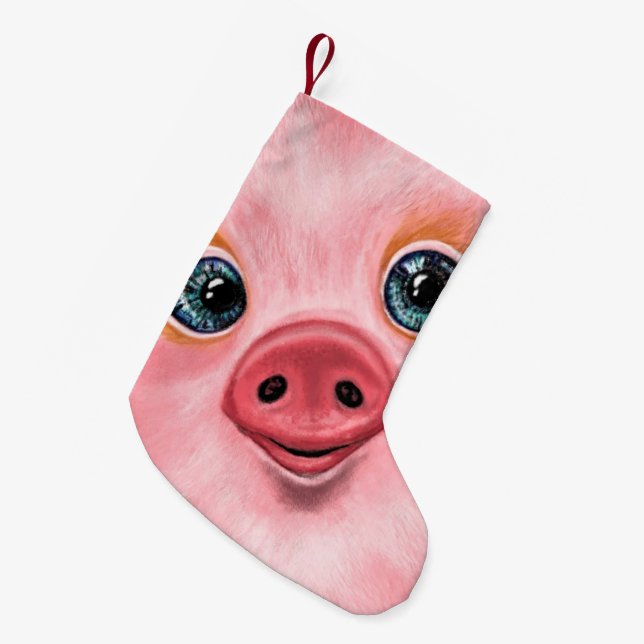 Cute Happy Pig Christmas Stocking (Front (Hanging))