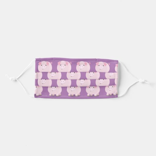 Cute happy pig pattern cartoon illustration adult cloth face mask (Front, Folded)