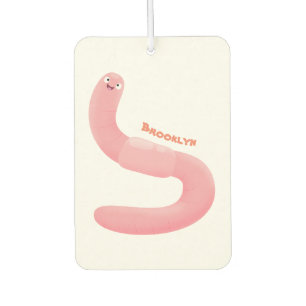 Cute happy pink earthworm cartoon air freshener