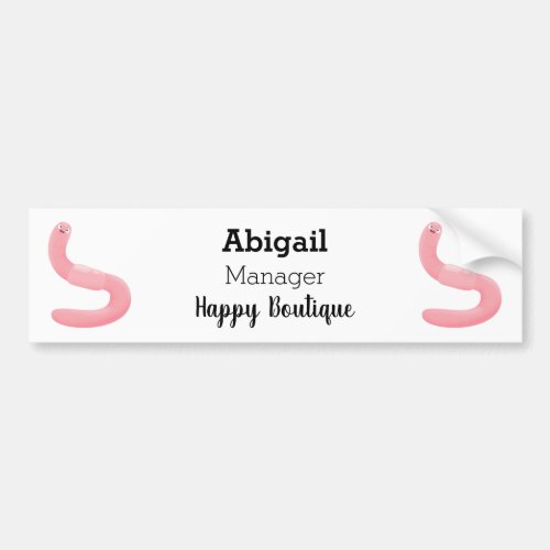 Cute happy pink earthworm cartoon bumper sticker