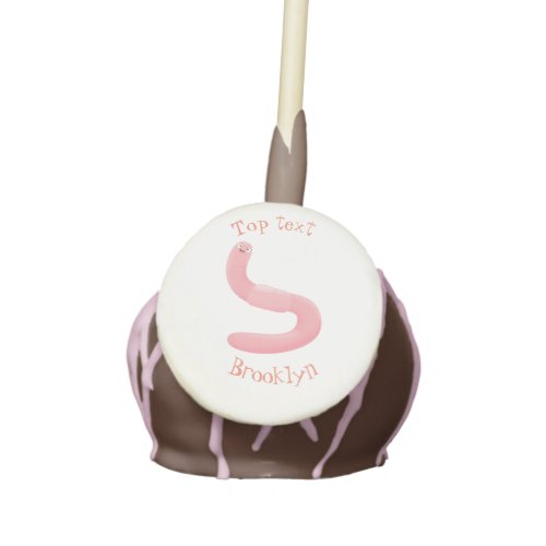 Cute happy pink earthworm cartoon cake pops