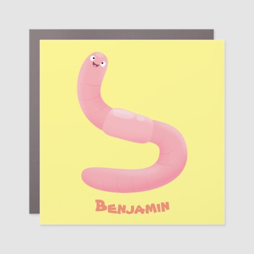 Cute happy pink earthworm cartoon car magnet