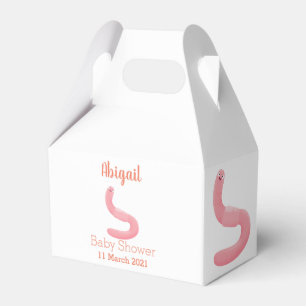 Cute happy pink earthworm cartoon favor boxes