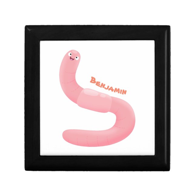 Cute happy pink earthworm cartoon gift box (Front)