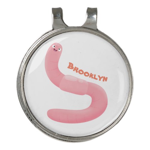 Cute happy pink earthworm cartoon golf hat clip