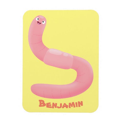 Cute happy pink earthworm cartoon magnet