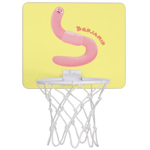 Cute happy pink earthworm cartoon mini basketball hoop