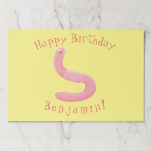 Cute happy pink earthworm cartoon paper pad