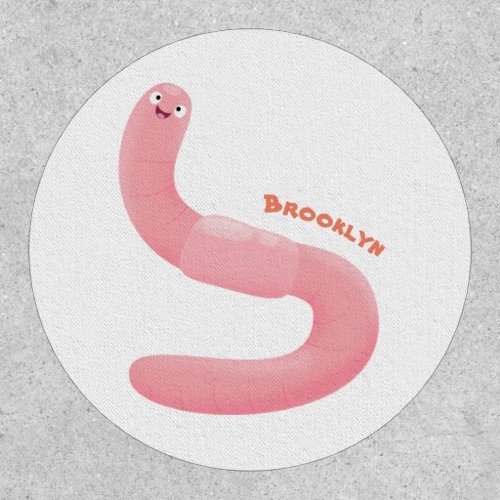 Cute happy pink earthworm cartoon patch