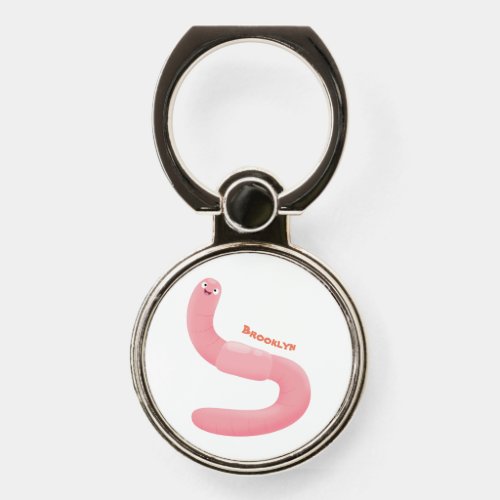 Cute happy pink earthworm cartoon phone ring stand