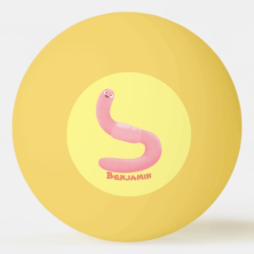 Cute happy pink earthworm cartoon ping pong ball