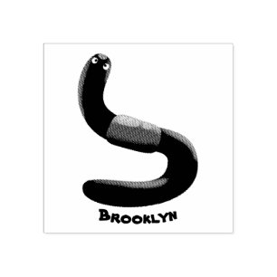 Cute happy pink earthworm cartoon rubber stamp