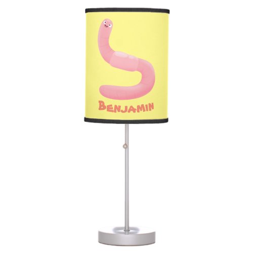 Cute happy pink earthworm cartoon table lamp