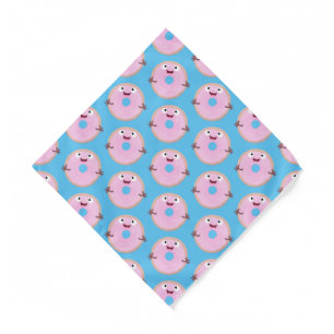 Cute happy pink glazed donut cartoon bandana