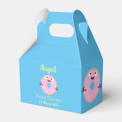 Cute happy pink glazed donut cartoon  favor boxes