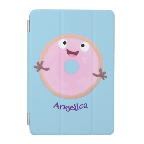 Cute happy pink glazed donut cartoon iPad mini cover