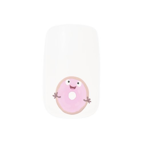 Cute happy pink glazed donut cartoon minx nail art