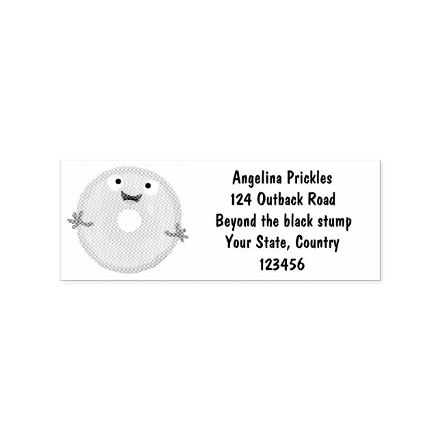 Cute happy pink glazed donut cartoon rubber stamp (Imprint)