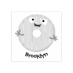 Cute happy pink glazed donut cartoon rubber stamp