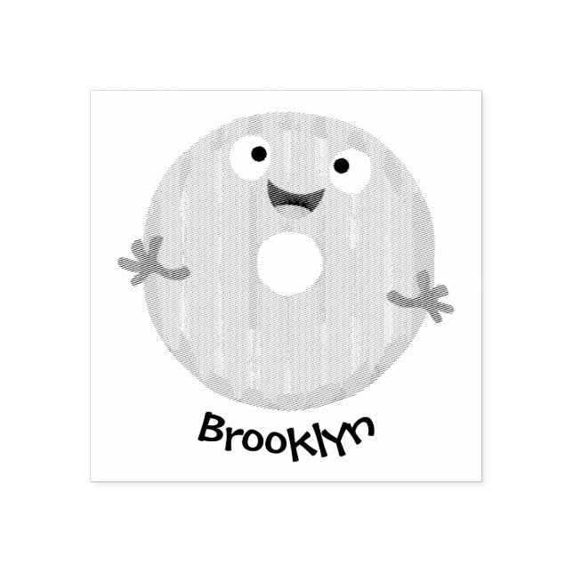 Cute happy pink glazed donut cartoon rubber stamp (Imprint)