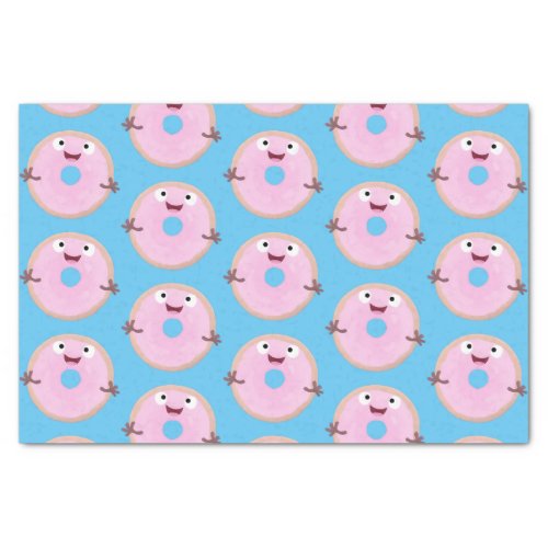Cute happy pink glazed donut cartoon tissue paper