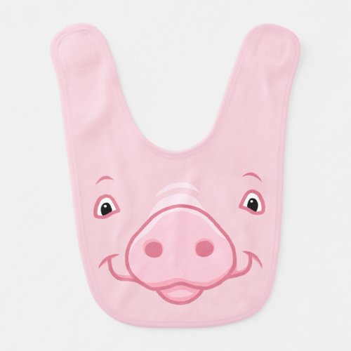 Cute Happy Pink Pig Face Bib