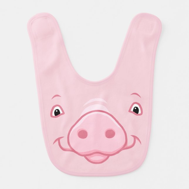 Cute Happy Pink Pig Face Bib (Front)