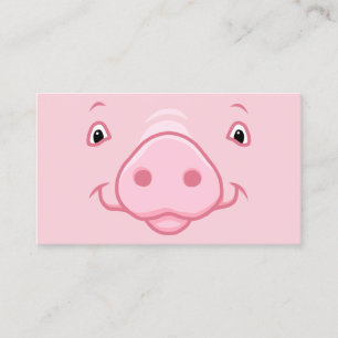 Cute Happy Pink Pig Face Business Card