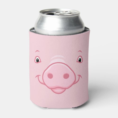 Cute Happy Pink Pig Face Can Cooler