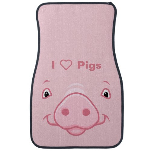 Cute Happy Pink Pig Face Car Mat