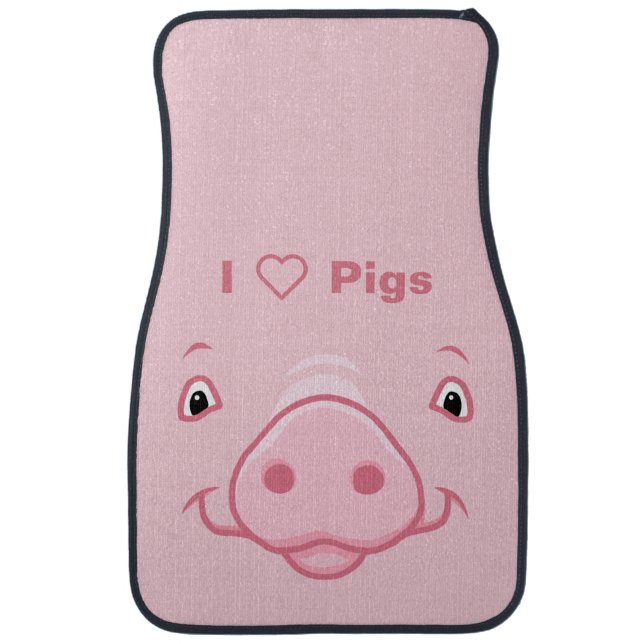 Cute Happy Pink Pig Face Car Mat (Front)