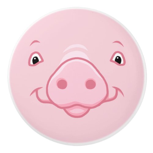 Cute Happy Pink Pig Face Ceramic Knob