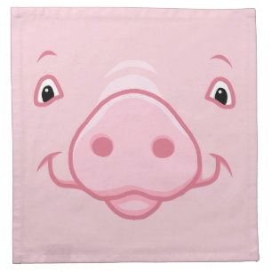 Cute Happy Pink Pig Face Cloth Napkin