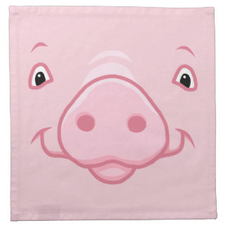 Cute Happy Pink Pig Face Cloth Napkin