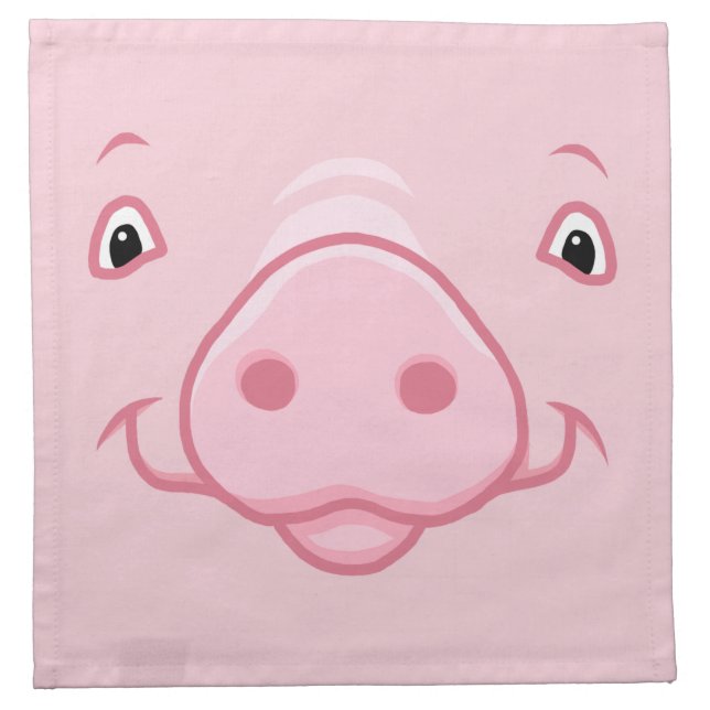 Cute Happy Pink Pig Face Cloth Napkin (Front)