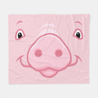 Cute Happy Pink Pig Face Fleece Blanket