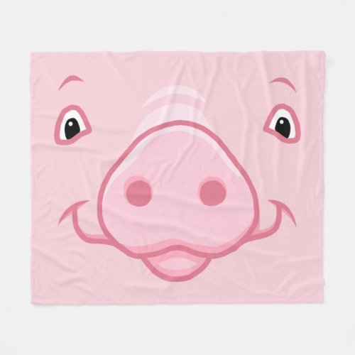 Cute Happy Pink Pig Face Fleece Blanket