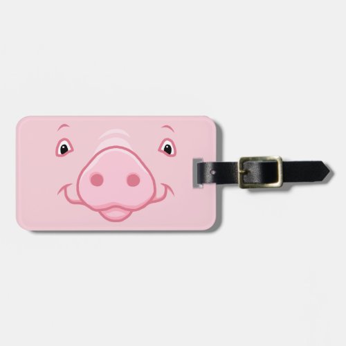 Cute Happy Pink Pig Face Luggage Tag