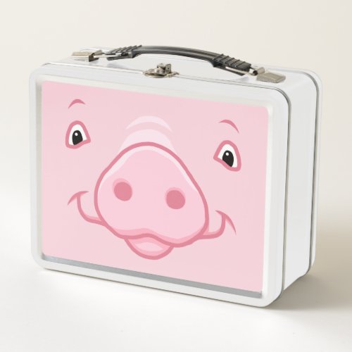 Cute Happy Pink Pig Face Metal Lunch Box