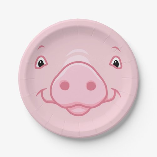 Cute Happy Pink Pig Face Paper Plates