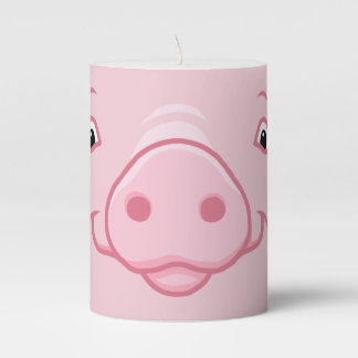 Cute Happy Pink Pig Face Pillar Candle