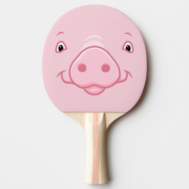 Cute Happy Pink Pig Face Ping-Pong Paddle (Front)