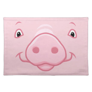 Cute Happy Pink Pig Face Placemat